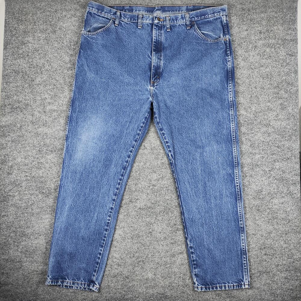 Rustler Jeans Mens 46x29 Blue Medium Wash Relaxed Fit Tapered Denim Pants